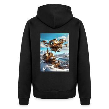 Steampunk Winter Landscape Drone 1.5 - Unisex Premium Organic Zip Hoodie - black - Back - Nico (187cm)