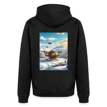Steampunk Winter Landscape Drone 1.6 - Unisex Premium Organic Zip Hoodie - black - Back - Nico (187cm)