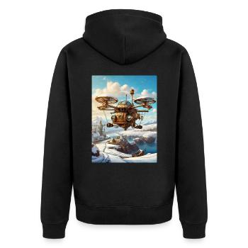 Steampunk Winter Landscape Drone 1.3 - Unisex Premium Organic Zip Hoodie - black - Back - Nico (187cm)