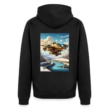 Steampunk Winter Landscape Drone 1.2 - Unisex Premium Organic Zip Hoodie - black - Back - Nico (187cm)