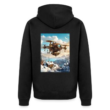 Steampunk Winter Landscape Drone 1.4 - Unisex Premium Organic Zip Hoodie - black - Back - Nico (187cm)