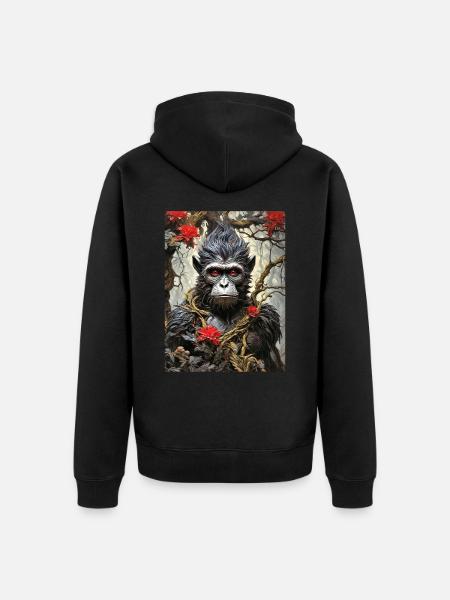 Spooky Plants Monkey 1.2 - Unisex Premium Organic Zip Hoodie - black