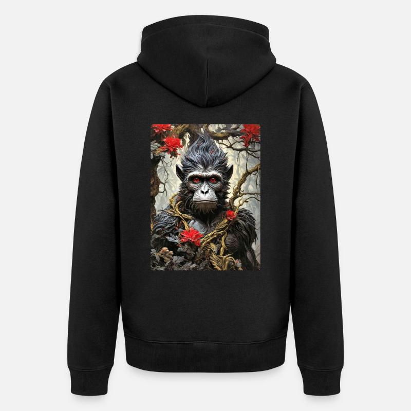 Singe Plantes Effrayantes 1.2 - Veste à capuche bio Premium Unisexe - noir