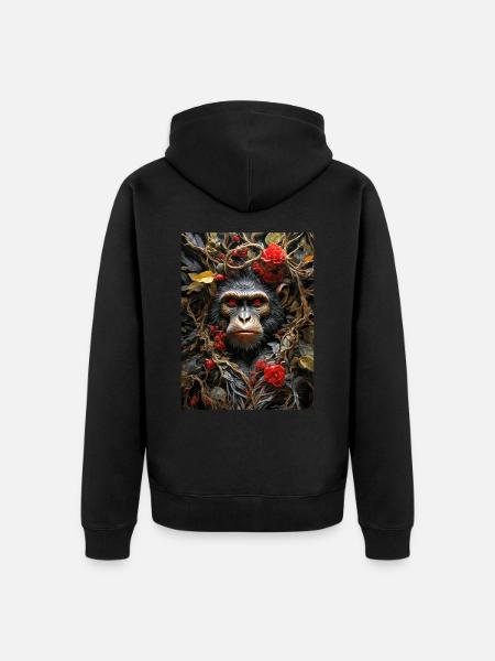 Spooky Plants Monkey 1.9 - Unisex Premium Organic Zip Hoodie - black
