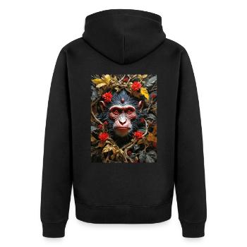 Gruselige Pflanzen Affe 1.4 - Unisex Premium Bio Zip Hoodie - Schwarz - Hinten - Nico (187cm)