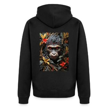 Gruselige Pflanzen Affe 1.15 - Unisex Premium Bio Zip Hoodie - Schwarz - Hinten - Nico (187cm)
