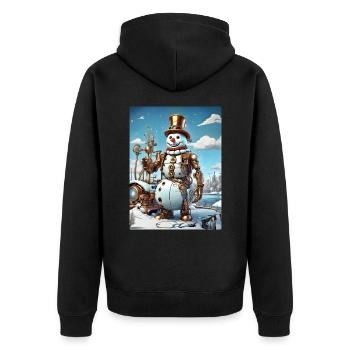 Bonhomme de neige paysage d’hiver steampunk 1.2 - Veste à capuche bio Premium Unisexe - noir - Dos - Nico (187cm)