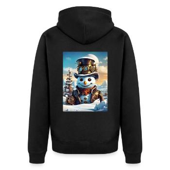 Bonhomme de neige paysage d’hiver steampunk 1.1 - Veste à capuche bio Premium Unisexe - noir - Dos - Nico (187cm)