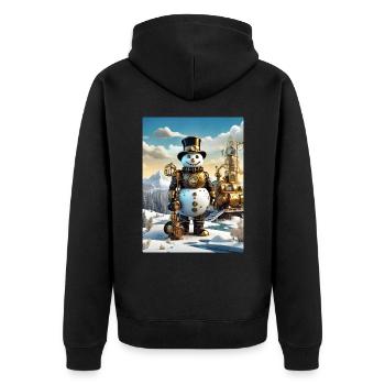 Bonhomme de neige paysage d’hiver steampunk 1.3 - Veste à capuche bio Premium Unisexe - noir - Dos - Nico (187cm)