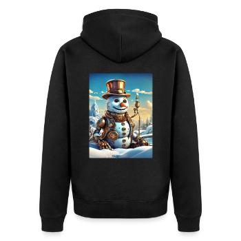 Steampunk hiver paysage bonhomme de neige 1.10 - Veste à capuche bio Premium Unisexe - noir - Dos - Nico (187cm)