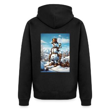 Steampunk hiver paysage bonhomme de neige 1.5 - Veste à capuche bio Premium Unisexe - noir - Dos - Nico (187cm)