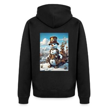 Steampunk hiver paysage bonhomme de neige 1.6 - Veste à capuche bio Premium Unisexe - noir - Dos - Nico (187cm)