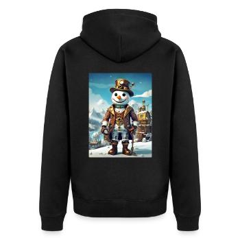 Steampunk hiver paysage bonhomme de neige 1.8 - Veste à capuche bio Premium Unisexe - noir - Dos - Nico (187cm)