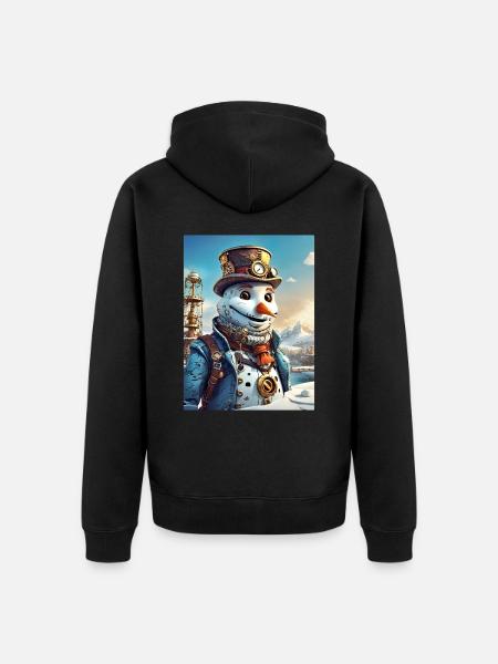 Steampunk Winterlandschaft Schneemann 1.9 - Unisex Premium Bio Zip Hoodie - Schwarz