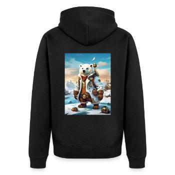 Steampunk Winter Landscape Polar Bear 1.1 - Unisex Premium Organic Zip Hoodie - black - Back - Nico (187cm)