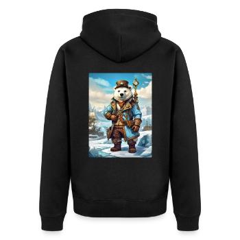Steampunk Winter Landscape Polar Bear 1.2 - Unisex Premium Organic Zip Hoodie - black - Back - Nico (187cm)