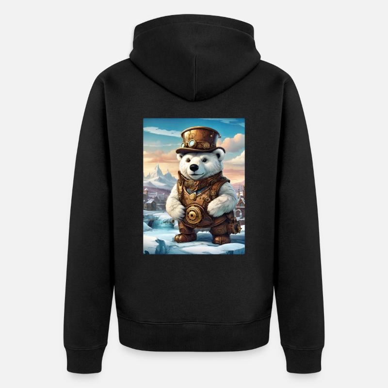 Steampunk Winterlandschaft Eisbär 1.11 - Unisex Premium Bio Zip Hoodie - Schwarz