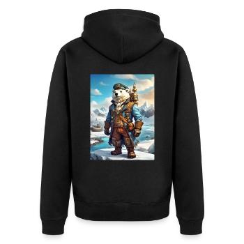 Steampunk Winter Landscape Polar Bear 1.4 - Unisex Premium Organic Zip Hoodie - black - Back - Nico (187cm)