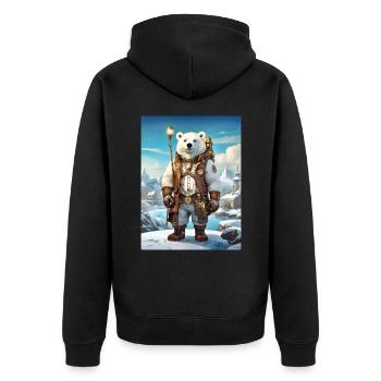 Steampunk Winter Landscape Polar Bear 1.5 - Unisex Premium Organic Zip Hoodie - black - Back - Nico (187cm)