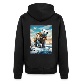 Steampunk Winter Landscape Polar Bear 1.6 - Unisex Premium Organic Zip Hoodie - black - Back - Nico (187cm)