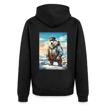 Steampunk Winter Landscape Polar Bear 1.9 - Unisex Premium Organic Zip Hoodie - black - Back - Nico (187cm)