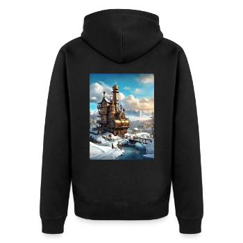 Paysage d’hiver steampunk 1.9 - Veste à capuche bio Premium Unisexe - noir - Dos - Nico (187cm)