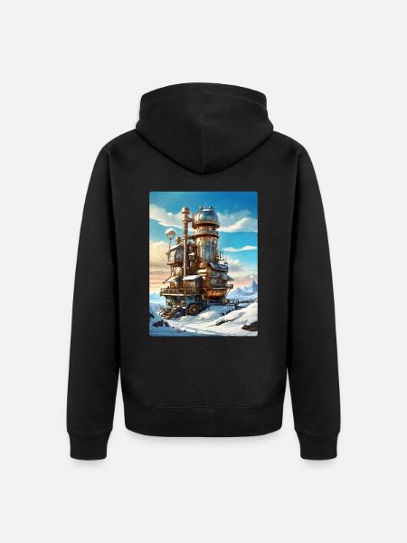 Steampunk Winterlandschaft 1.12 - Unisex Premium Bio Zip Hoodie - Schwarz