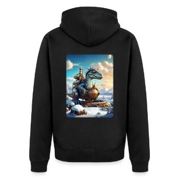 Steampunk Winter Wonderland Dino 1.8 - Veste à capuche bio Premium Unisexe - noir - Dos - Nico (187cm)