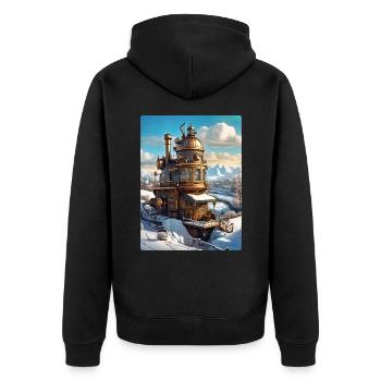 Paysage d’hiver steampunk 1.16 - Veste à capuche bio Premium Unisexe - noir - Dos - Nico (187cm)