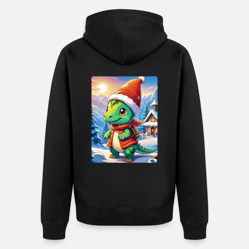 Anime Paysage D’hiver Dino 1.3 - Veste à capuche bio Premium Unisexe - noir