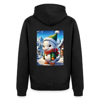 Anime Winterlandschaft Dino 1.5 - Unisex Premium Bio Zip Hoodie - Schwarz - Hinten - Nico (187cm)