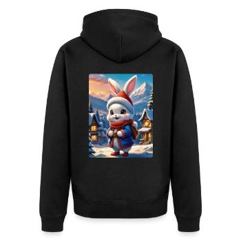 Anime Winterlandschaft Hase 1.3 - Unisex Premium Bio Zip Hoodie - Schwarz - Hinten - Nico (187cm)