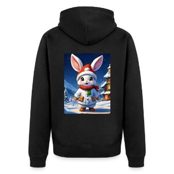 Anime Winterlandschaft Hase 1.7 - Unisex Premium Bio Zip Hoodie - Schwarz - Hinten - Nico (187cm)