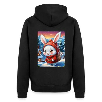 Anime Winterlandschaft Hase 1.4 - Unisex Premium Bio Zip Hoodie - Schwarz - Hinten - Nico (187cm)