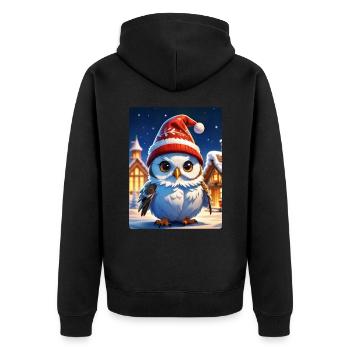 Anime Winterlandschaft Eule 1.5 - Unisex Premium Bio Zip Hoodie - Schwarz - Hinten - Nico (187cm)