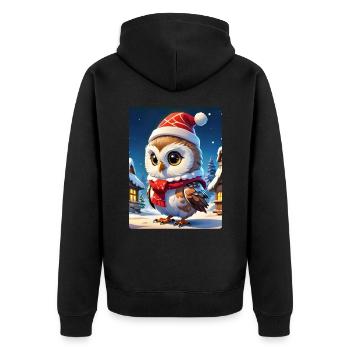 Anime Winterlandschaft Eule 1.8 - Unisex Premium Bio Zip Hoodie - Schwarz - Hinten - Nico (187cm)