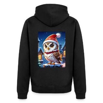Anime Winterlandschaft Eule 1.3 - Unisex Premium Bio Zip Hoodie - Schwarz - Hinten - Nico (187cm)