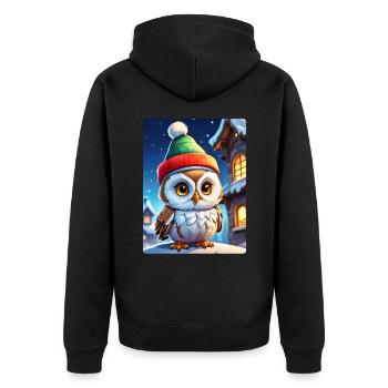 Anime Winterlandschaft Eule 1.1 - Unisex Premium Bio Zip Hoodie - Schwarz - Hinten - Nico (187cm)