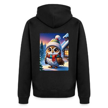 Anime Winterlandschaft Eule 1.4 - Unisex Premium Bio Zip Hoodie - Schwarz - Hinten - Nico (187cm)