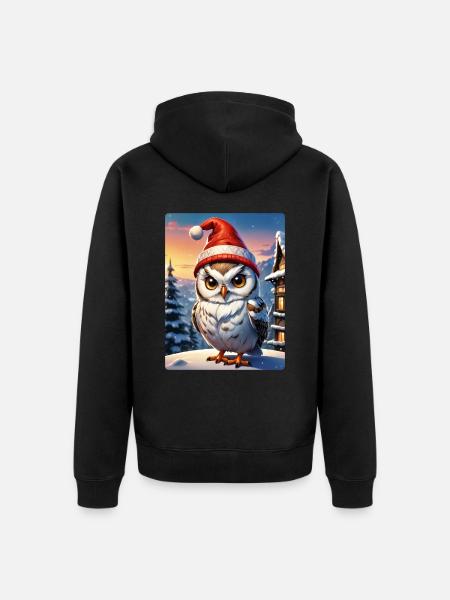 Anime Winterlandschaft Eule 1.2 - Unisex Premium Bio Zip Hoodie - Schwarz