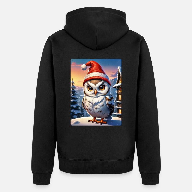 Anime Winterlandschaft Eule 1.2 - Unisex Premium Bio Zip Hoodie - Schwarz