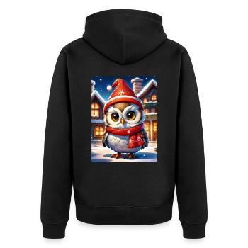 Anime Winterlandschaft Eule 1.6 - Unisex Premium Bio Zip Hoodie - Schwarz - Hinten - Nico (187cm)