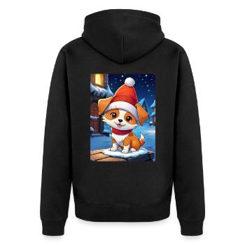 Anime Winterlandschaft Hund 1.3 - Unisex Premium Bio Zip Hoodie - Schwarz - Hinten - Nico (187cm)