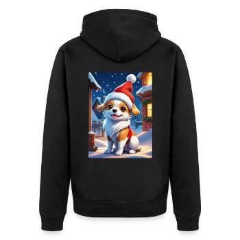 Anime Winterlandschaft Hund 1.5 - Unisex Premium Bio Zip Hoodie - Schwarz - Hinten - Nico (187cm)