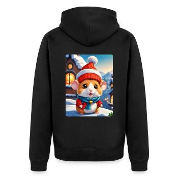 Anime Paysage D’hiver Hamster 1.3 - Veste à capuche bio Premium Unisexe - noir - Dos - Nico (187cm)