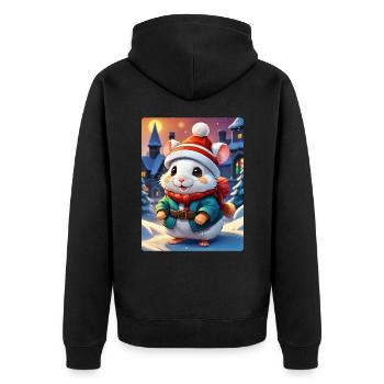Anime Paysage D’hiver Hamster 1.5 - Veste à capuche bio Premium Unisexe - noir - Dos - Nico (187cm)