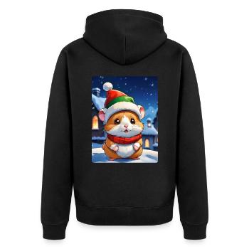 Hamster paysage d’hiver anime 1.1 - Veste à capuche bio Premium Unisexe - noir - Dos - Nico (187cm)