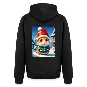 Anime Paysage D’hiver Hamster 1.6 - Veste à capuche bio Premium Unisexe - noir - Dos - Nico (187cm)