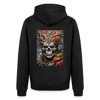 Spooky Plants Skull 1 3 - Unisex Premium Organic Zip Hoodie - black - Back - Nico (187cm)