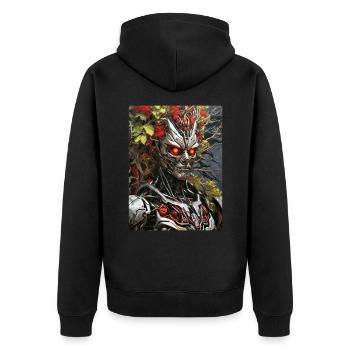 Gruselige Pflanzen Robot 1.6 - Unisex Premium Bio Zip Hoodie - Schwarz - Hinten - Nico (187cm)